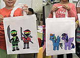 Children's Day non-woven bag painting of ninja and pony for kids