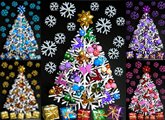 Christmas tree collage in rainbow colours