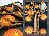 Halloween spooky tree with glowing Jack-O-Lanterns collage made for our Halloween events and activities for kids.